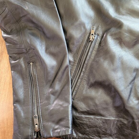 Womens 100% Black Leather Jacket  Asymmetrical Zip Moto Jacket Quilted - Picture 3 of 10